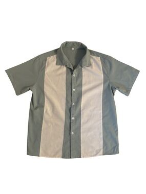 Vintage Linen Blend Cabana Short-Sleeve Vertical Stripe Shirt